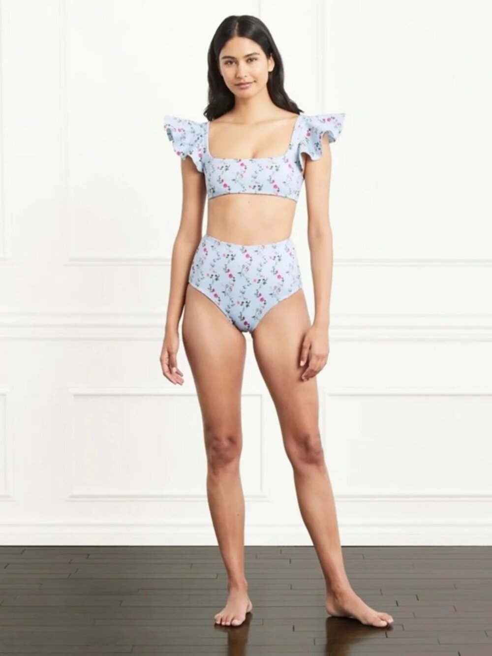 Hill House Home Pond Floral Lola Swim High Waist Floral Bikini Bottoms